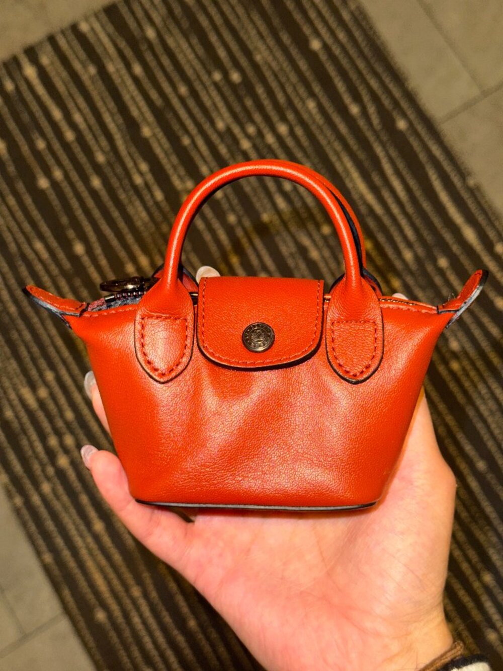 LONGCHAMP Nano Mini Le Pliage Cuir Leather Top Handle Bag CrossBody NWT - Picture 1 of 11